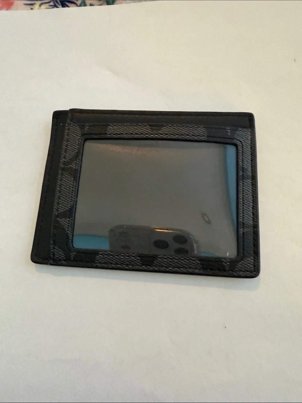 NWOT Coach Slim ID Card Holder Case Signature Charcoal/Black 4” L x 3” H Unisex